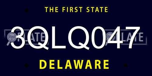 3QLQ047 Delaware License Plate