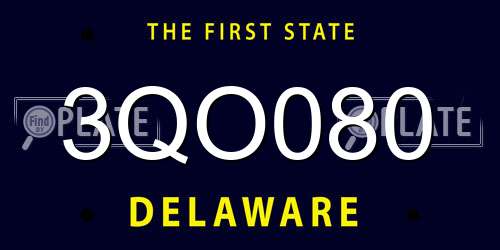 3QO080 Delaware License Plate