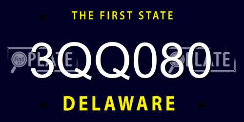 3QQ080 Delaware License Plate