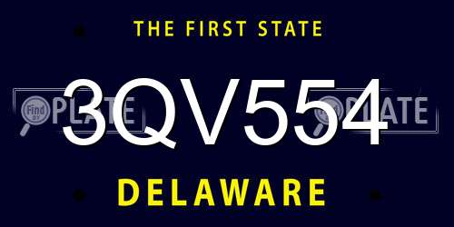 3QV554 Delaware License Plate