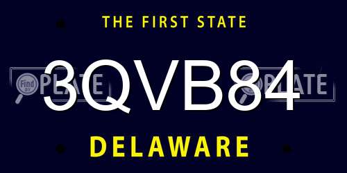 3QVB84 Delaware License Plate