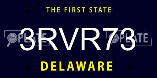 3RVR73 Delaware License Plate