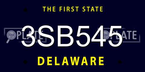 3SB545 Delaware License Plate