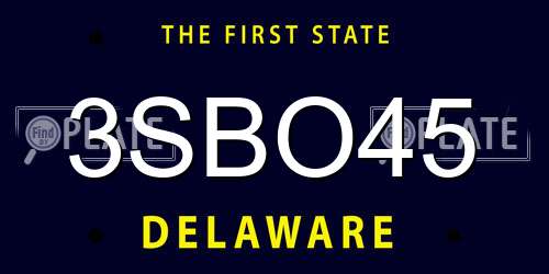 3SBO45 Delaware License Plate