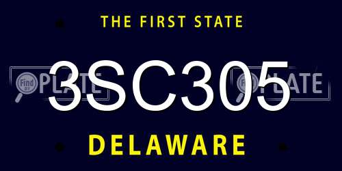 3SC305 Delaware License Plate