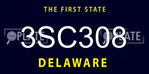 3SC308 Delaware License Plate