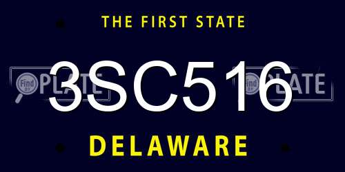 3SC516 Delaware License Plate
