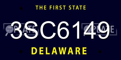 3SC6149 Delaware License Plate