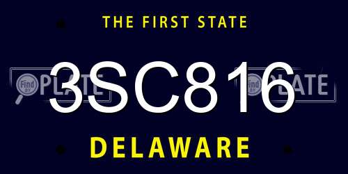 3SC816 Delaware License Plate