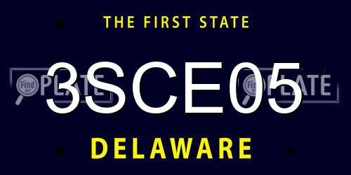 3SCE05 Delaware License Plate