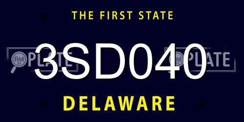 3SD040 Delaware License Plate