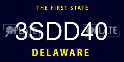 3SDD40 Delaware License Plate