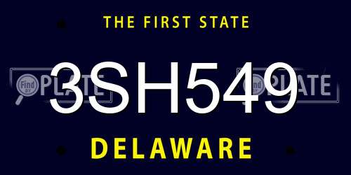 3SH549 Delaware License Plate