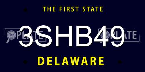 3SHB49 Delaware License Plate