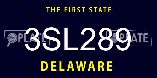 3SL289 Delaware License Plate