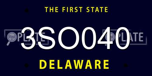 3SO040 Delaware License Plate