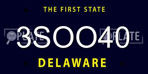 3SOO40 Delaware License Plate