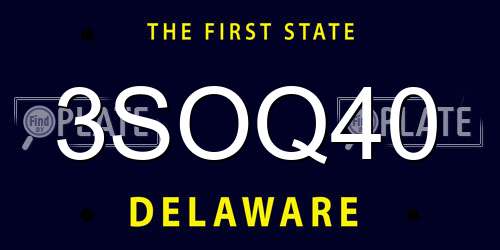 3SOQ40 Delaware License Plate