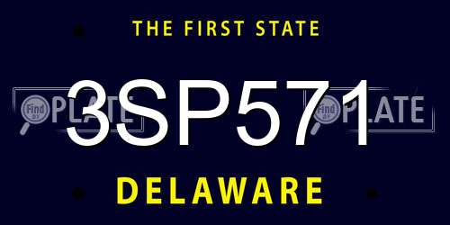 3SP571 Delaware License Plate