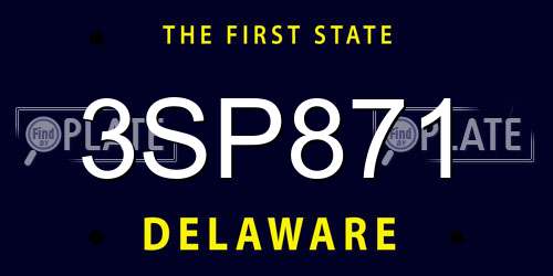 3SP871 Delaware License Plate