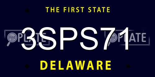 3SPS71 Delaware License Plate