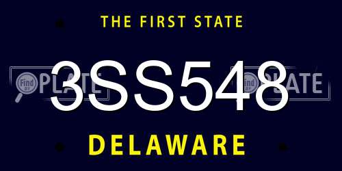 3SS548 Delaware License Plate