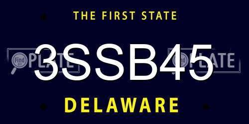 3SSB45 Delaware License Plate