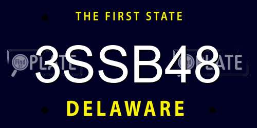 3SSB48 Delaware License Plate