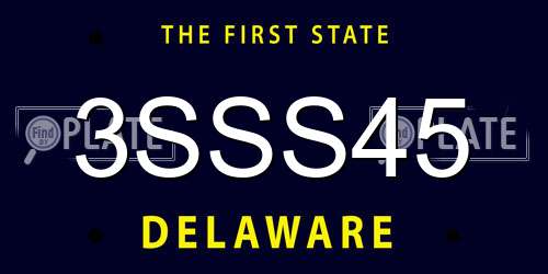 3SSS45 Delaware License Plate