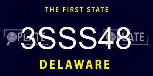 3SSS48 Delaware License Plate