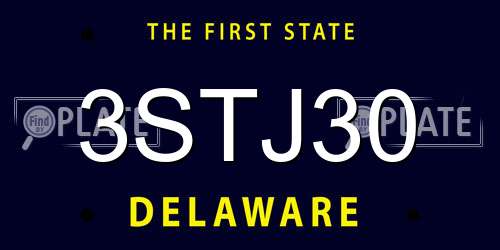 3STJ30 Delaware License Plate