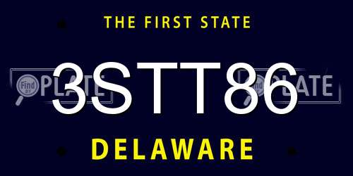 3STT86 Delaware License Plate