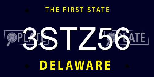 3STZ56 Delaware License Plate