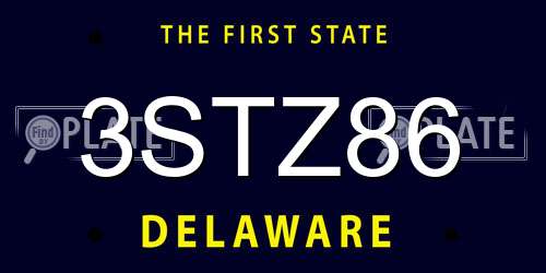 3STZ86 Delaware License Plate