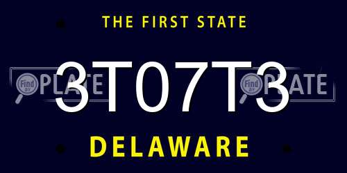 3T07T3 Delaware License Plate