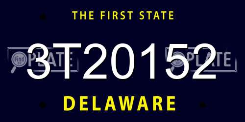 3T20152 Delaware License Plate