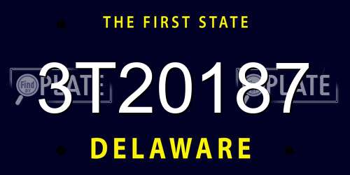 3T20187 Delaware License Plate