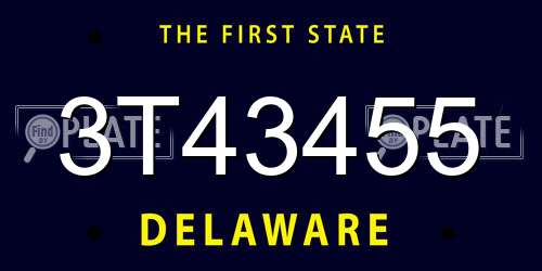 3T43455 Delaware License Plate