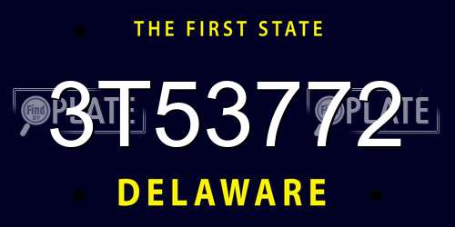 3T53772 Delaware License Plate
