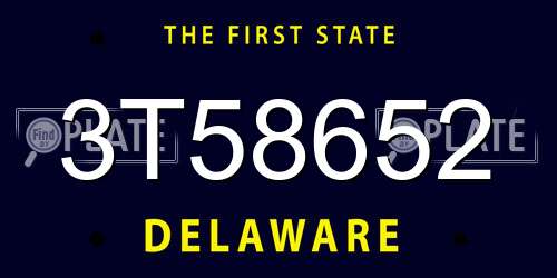 3T58652 Delaware License Plate