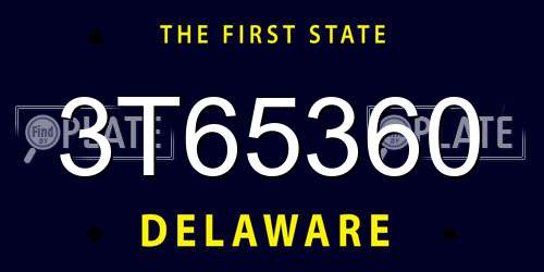 3T65360 Delaware License Plate