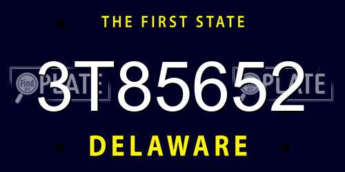3T85652 Delaware License Plate