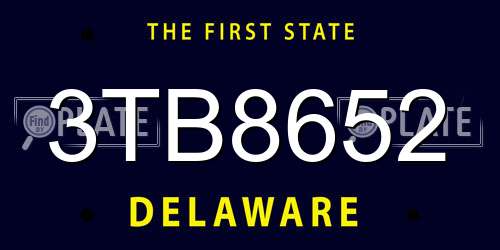 3TB8652 Delaware License Plate