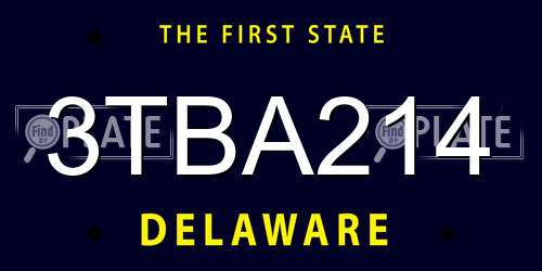 3TBA214 Delaware License Plate