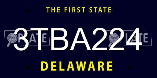 3TBA224 Delaware License Plate