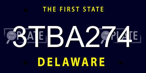 3TBA274 Delaware License Plate