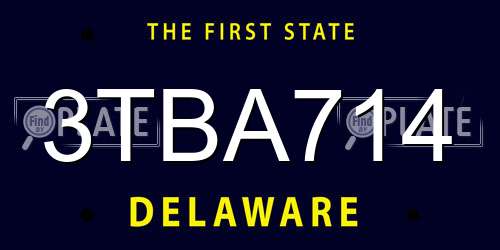 3TBA714 Delaware License Plate