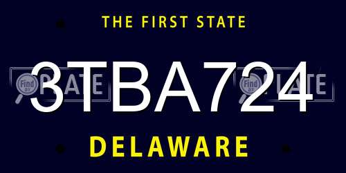 3TBA724 Delaware License Plate