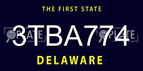 3TBA774 Delaware License Plate