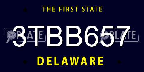 3TBB657 Delaware License Plate
